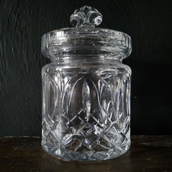 Vintage Cut Crystal Biscuit Jar, Cookie Jar, Lidded Crystal Jar - Picture 2 of 5